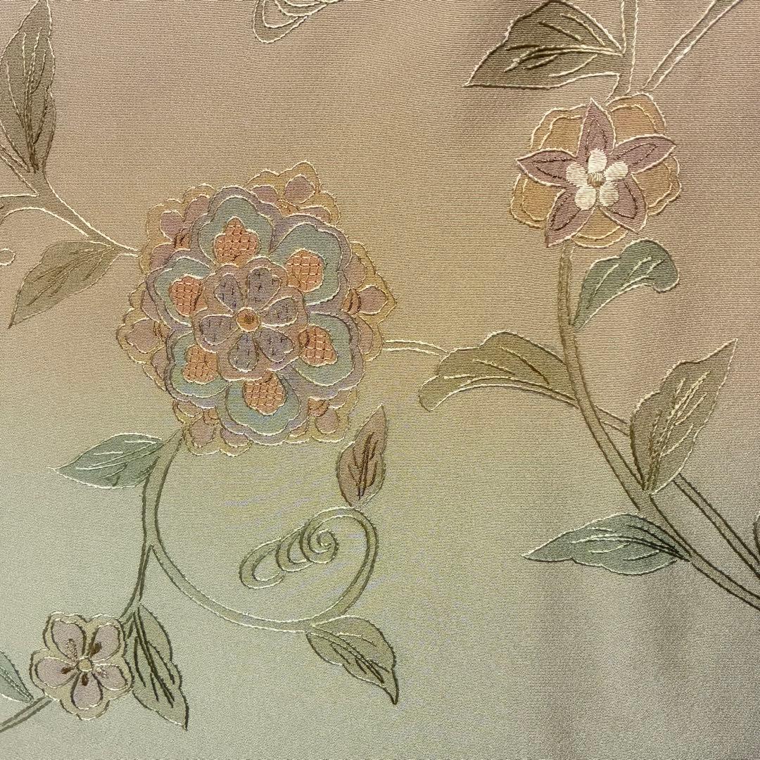 D168 訪問着　総刺繍　汕頭・蘇州刺繍　華文　唐草　正絹　着物　袷　極美品