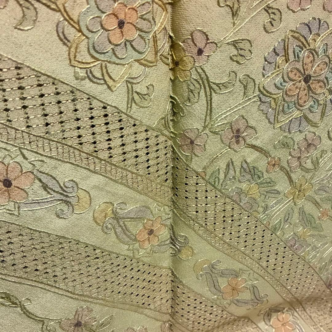 D168 訪問着　総刺繍　汕頭・蘇州刺繍　華文　唐草　正絹　着物　袷　極美品