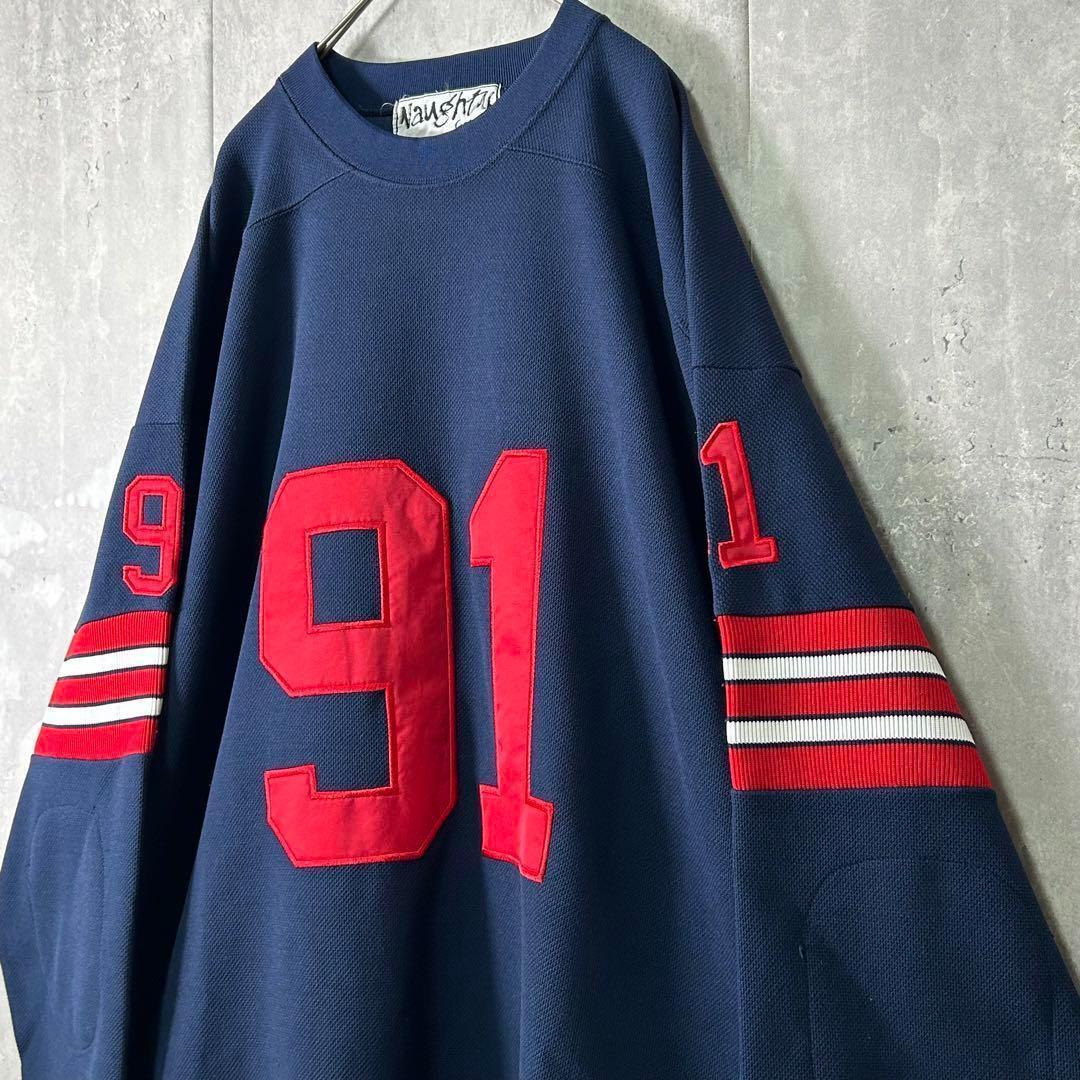 入手困難 90s NAUGHTY GEAR フットボール ゲームシャツ 紺 XL