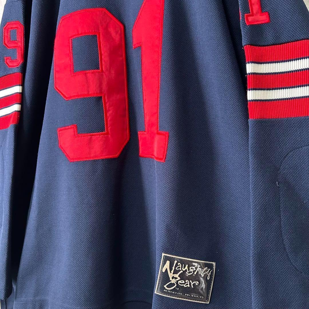 入手困難 90s NAUGHTY GEAR フットボール ゲームシャツ 紺 XL