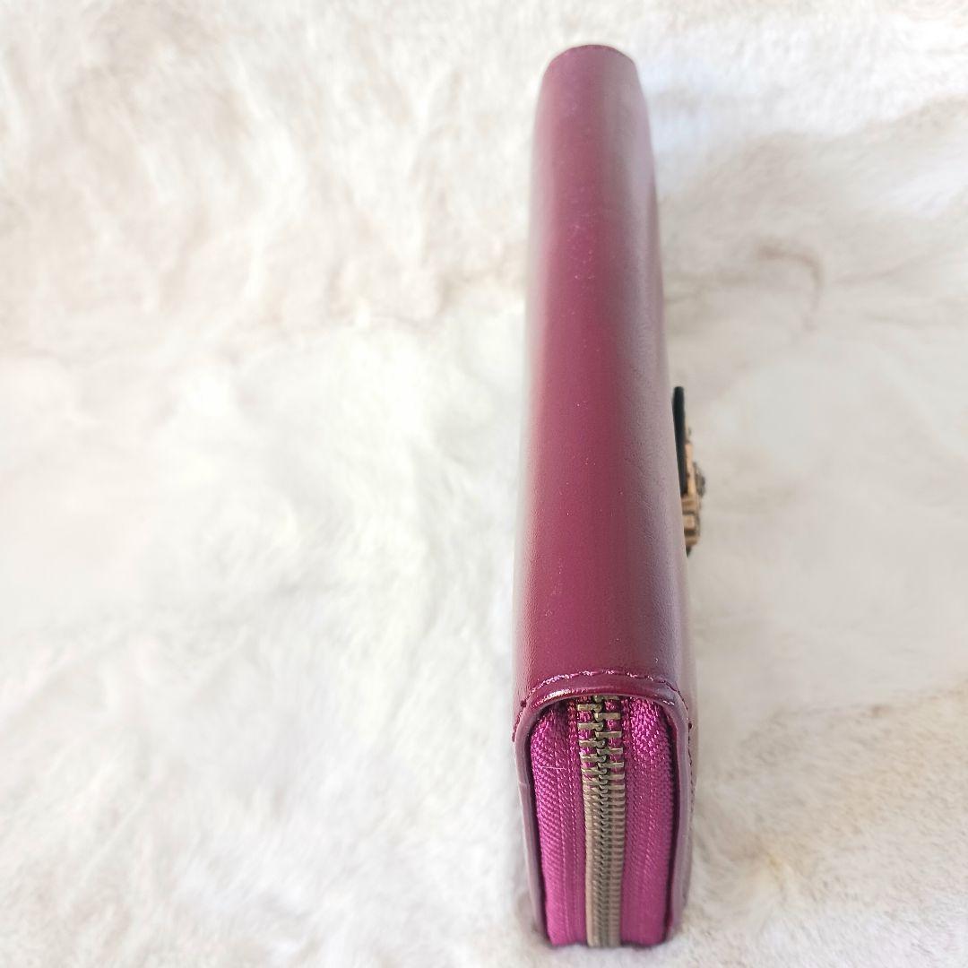 ✨新品✨ アナスイ 薔薇ブローチローズ　L字ファスナー　長財布　革