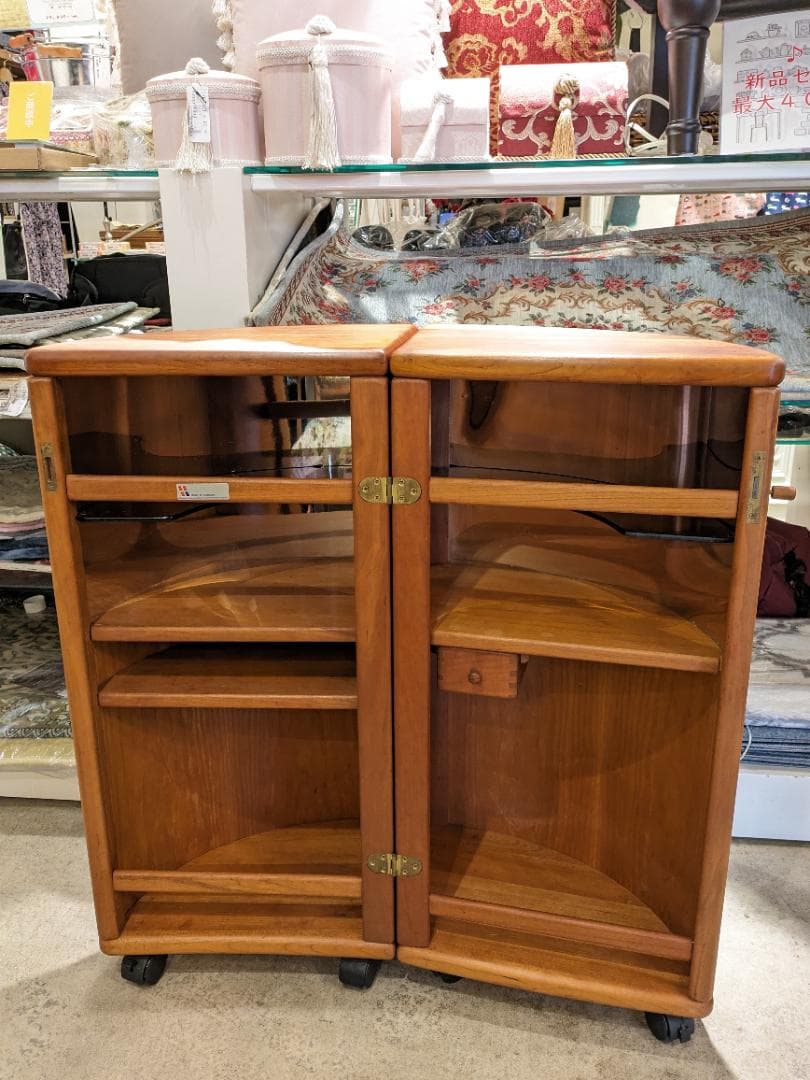 【希少】 北欧 チーク 無垢 バー カウンター キャビネット 収納 棚 木