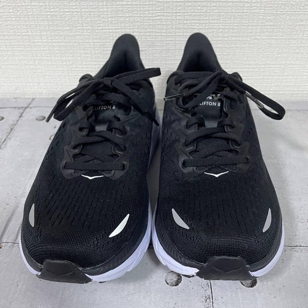 美品　HOKA ホカ　CLIFTON8 ランニングシューズ 黒　スニーカー　24