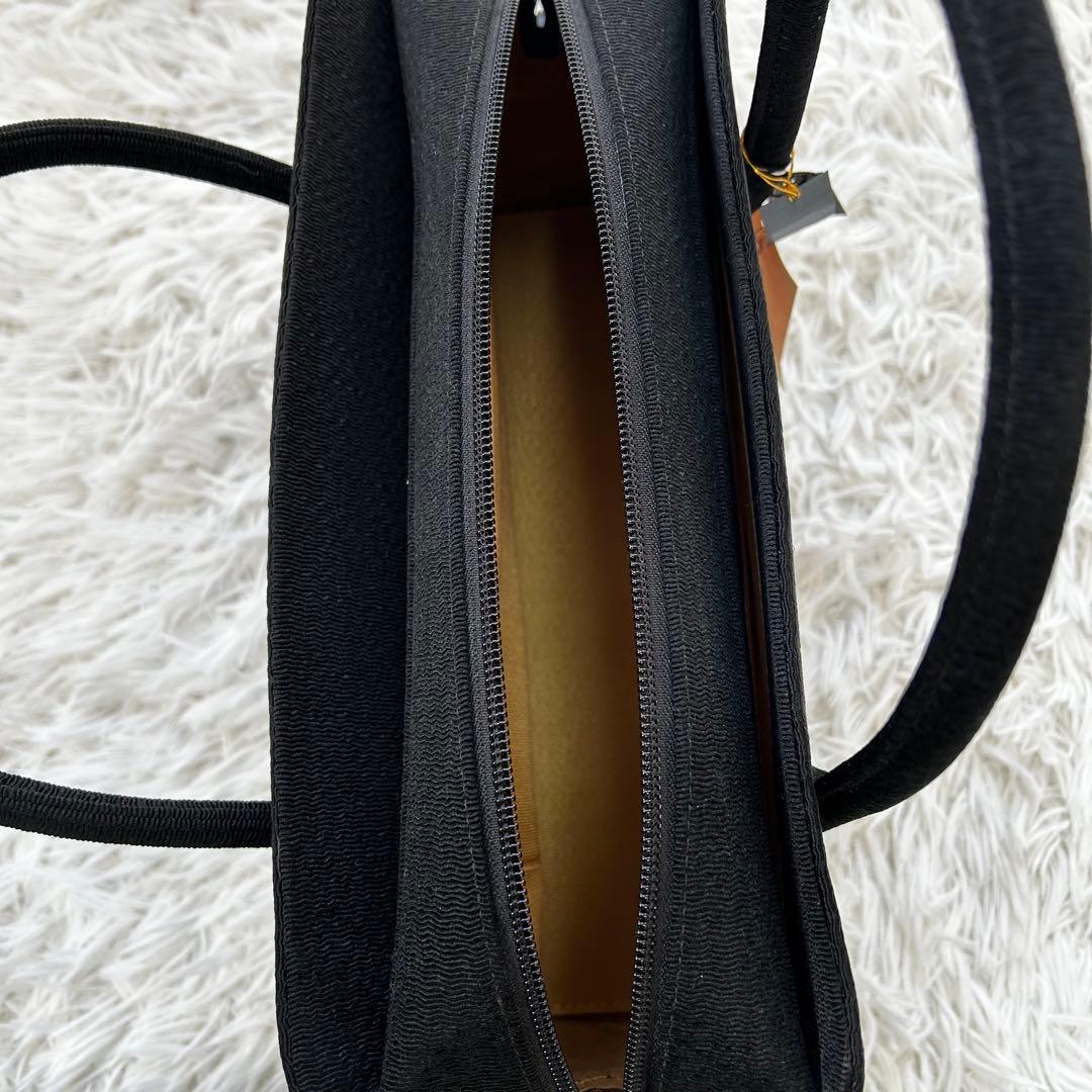 タグ付き 正絹 刺繍 お茶席用 ボストンバッグ 和装 黒 日本製