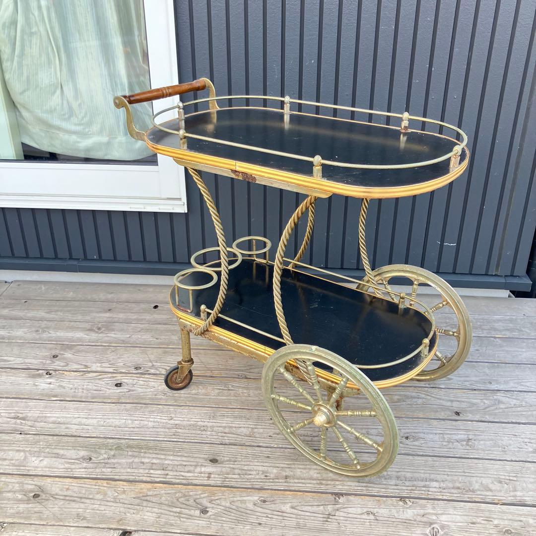 アンティーク 光家具 トローリー サービスワゴン ワインラック キッチンカート