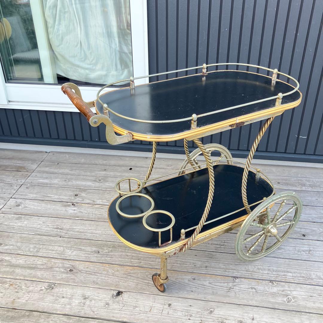 アンティーク 光家具 トローリー サービスワゴン ワインラック キッチンカート