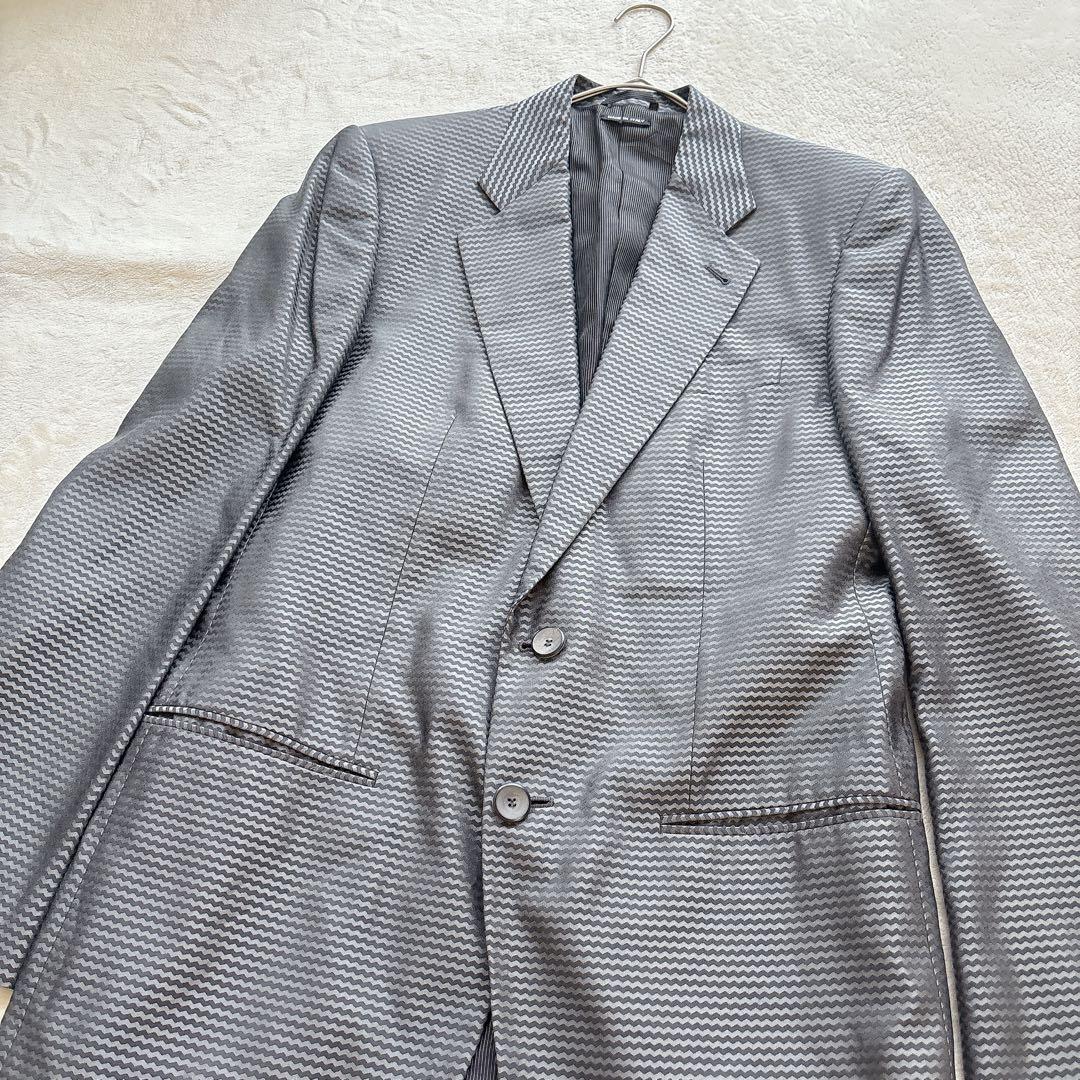 極美品✨ジョルジオアルマーニ 伊製 シェブロン柄ジャガード　テーラードジャケット