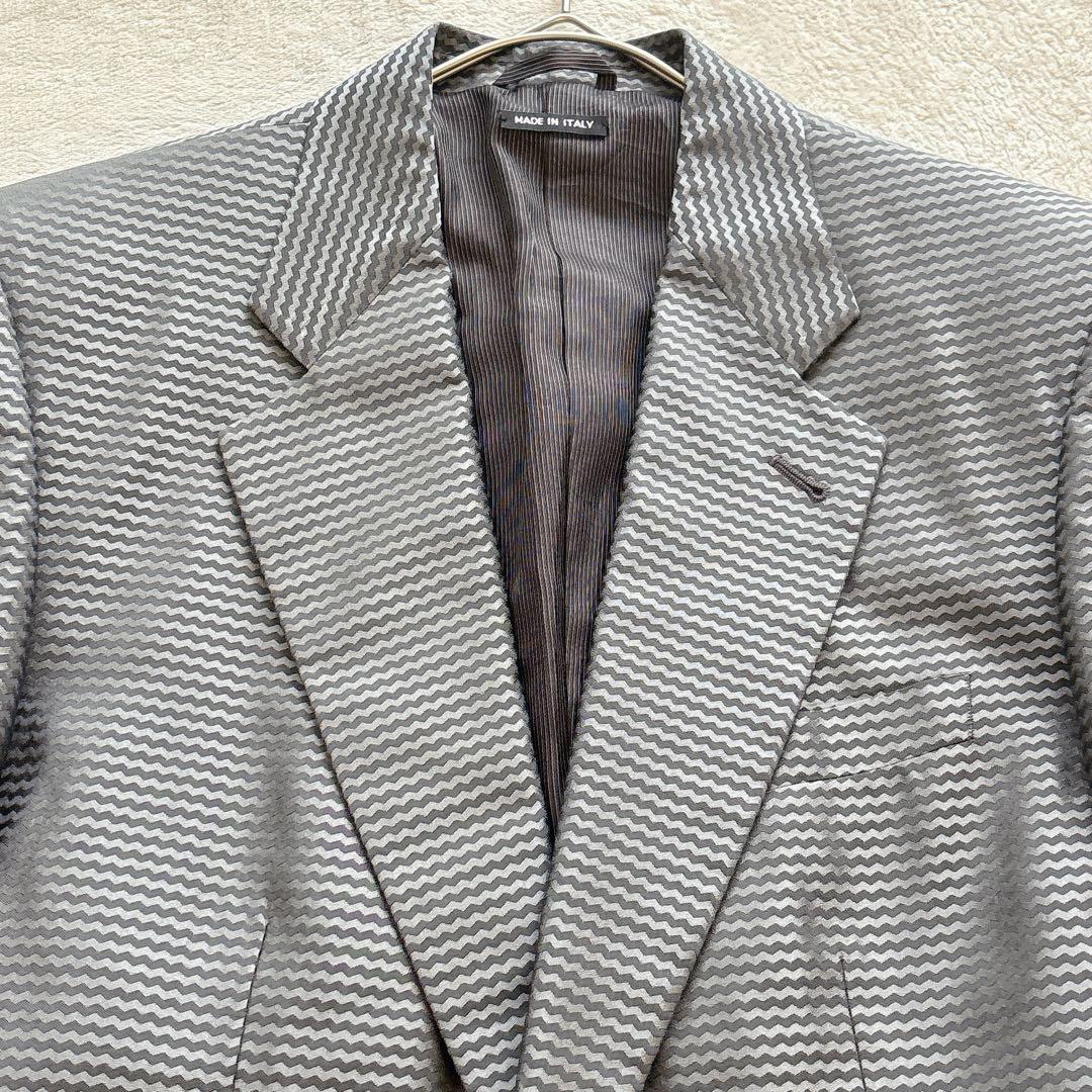 極美品✨ジョルジオアルマーニ 伊製 シェブロン柄ジャガード　テーラードジャケット