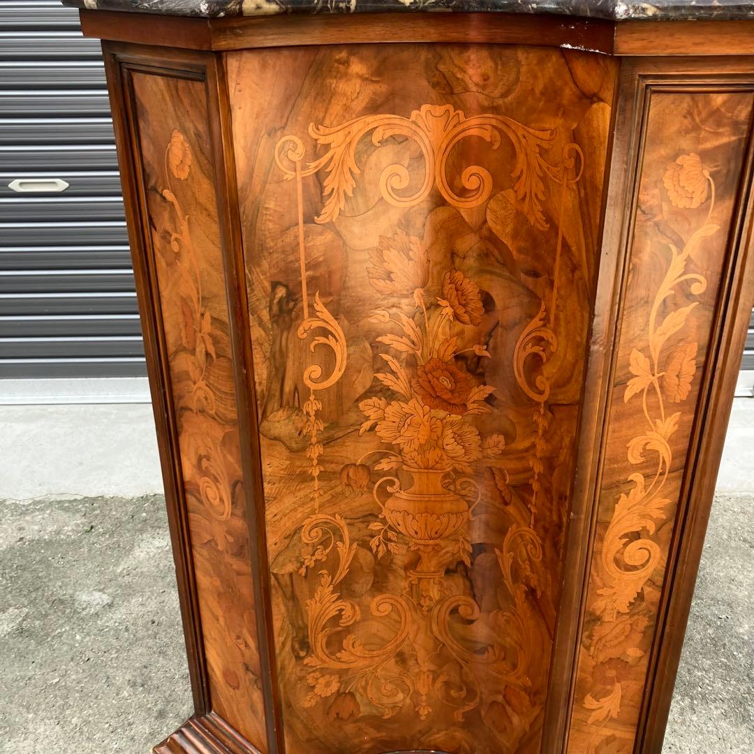 イタリアアンティーク 花柄象嵌 木製サイドボード 飾り棚 チェスト カウンター