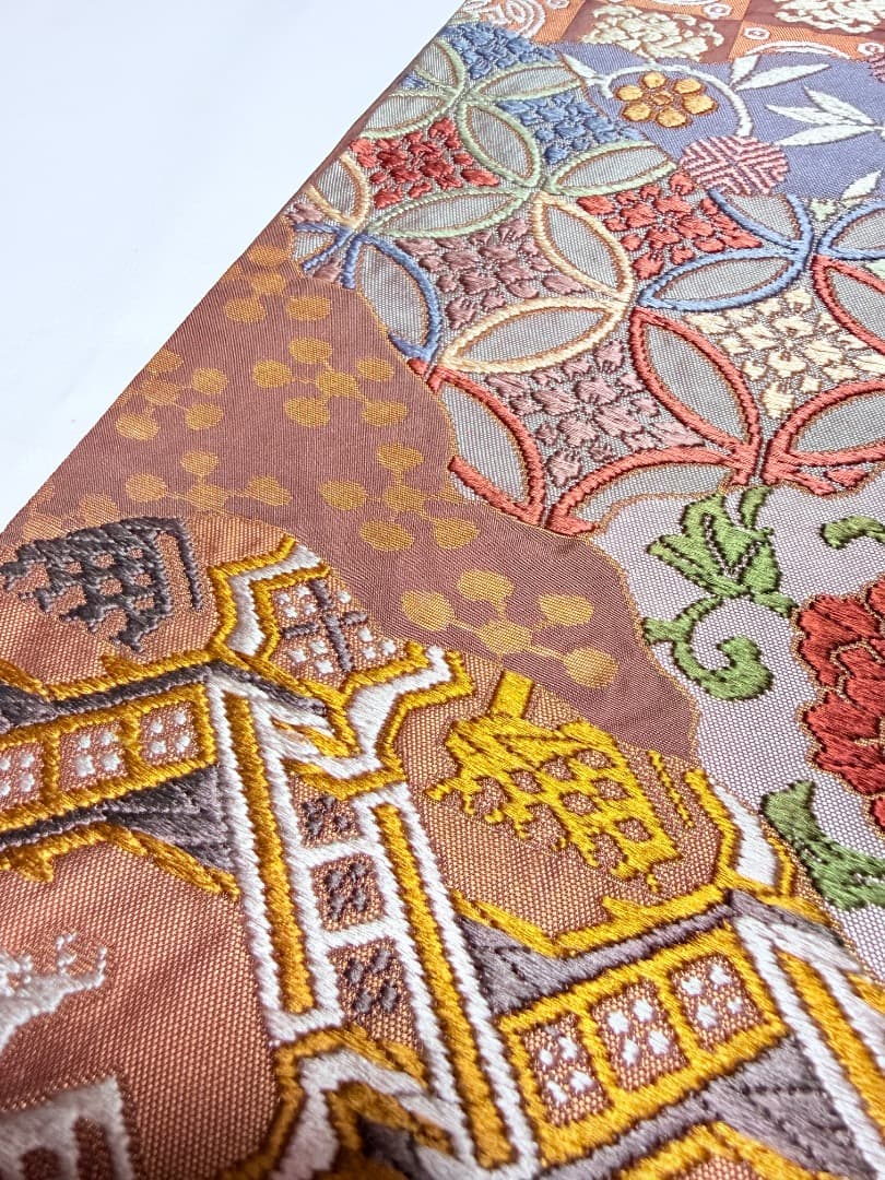 高級 袋帯 正絹 六通柄 総唐織 名物裂道長文 訪問着 留袖 色無地