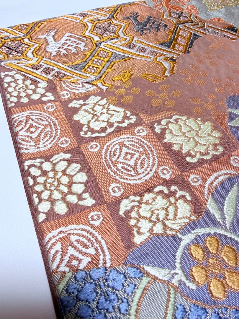 高級 袋帯 正絹 六通柄 総唐織 名物裂道長文 訪問着 留袖 色無地