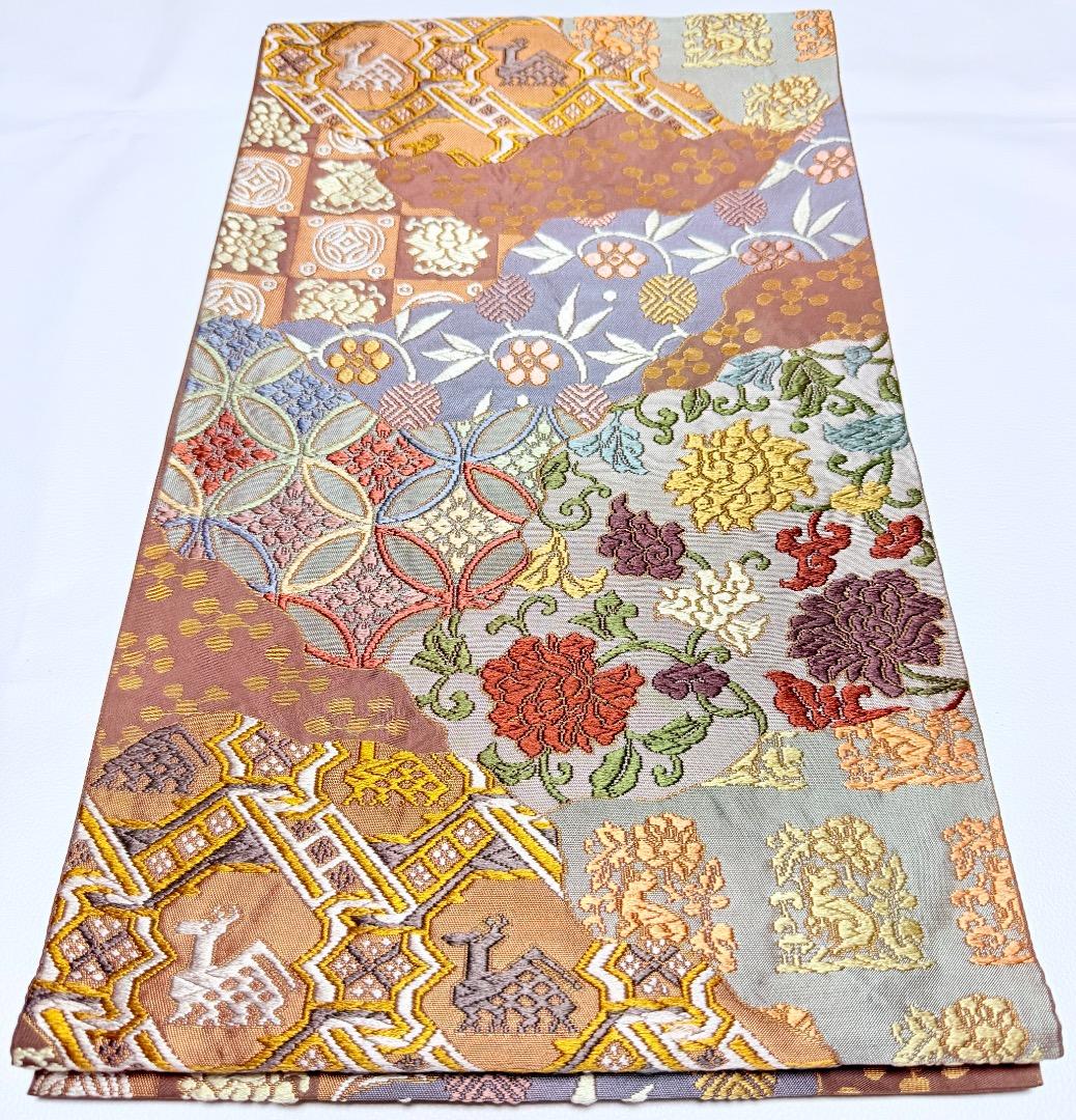 高級 袋帯 正絹 六通柄 総唐織 名物裂道長文 訪問着 留袖 色無地