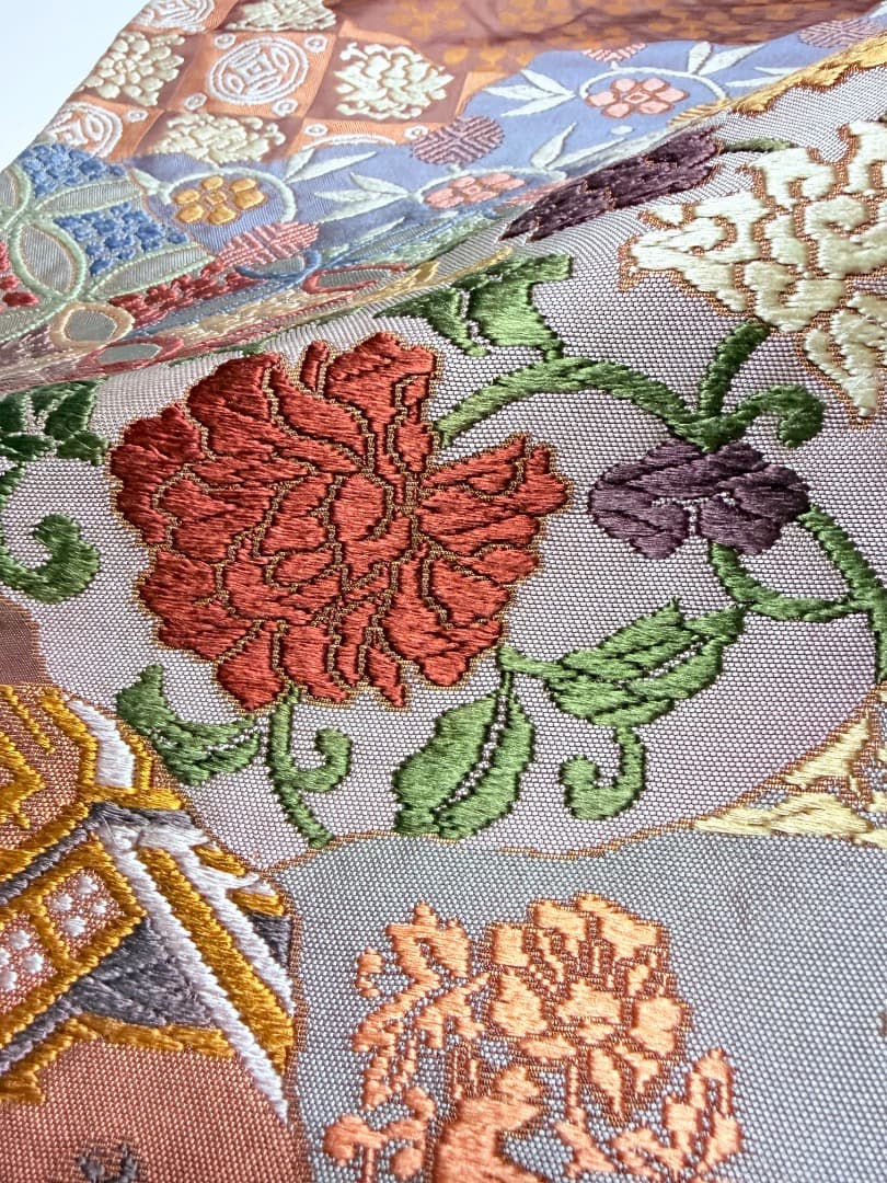 高級 袋帯 正絹 六通柄 総唐織 名物裂道長文 訪問着 留袖 色無地