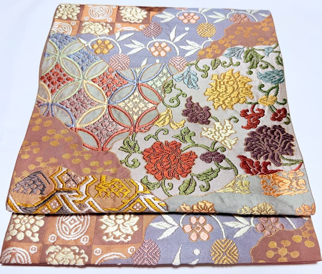 高級 袋帯 正絹 六通柄 総唐織 名物裂道長文 訪問着 留袖 色無地