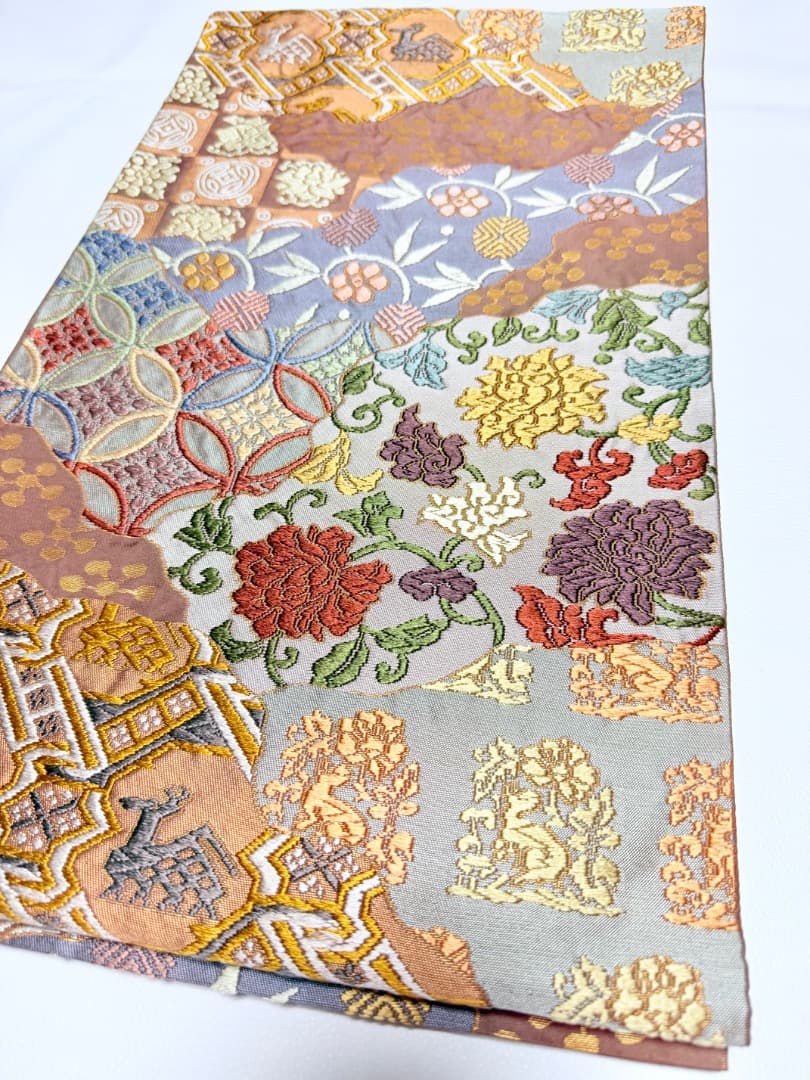 高級 袋帯 正絹 六通柄 総唐織 名物裂道長文 訪問着 留袖 色無地