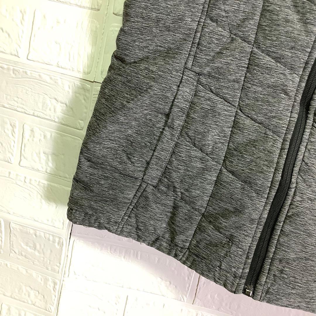 ノースフェイス 中綿ベスト ジップアップ 刺繍ロゴ グレー ワンポイント L