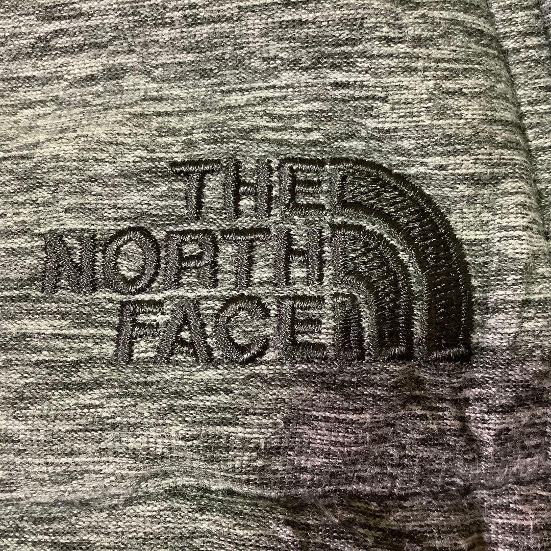 ノースフェイス 中綿ベスト ジップアップ 刺繍ロゴ グレー ワンポイント L