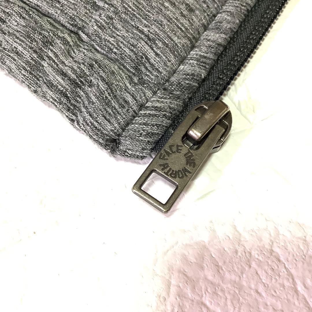 ノースフェイス 中綿ベスト ジップアップ 刺繍ロゴ グレー ワンポイント L