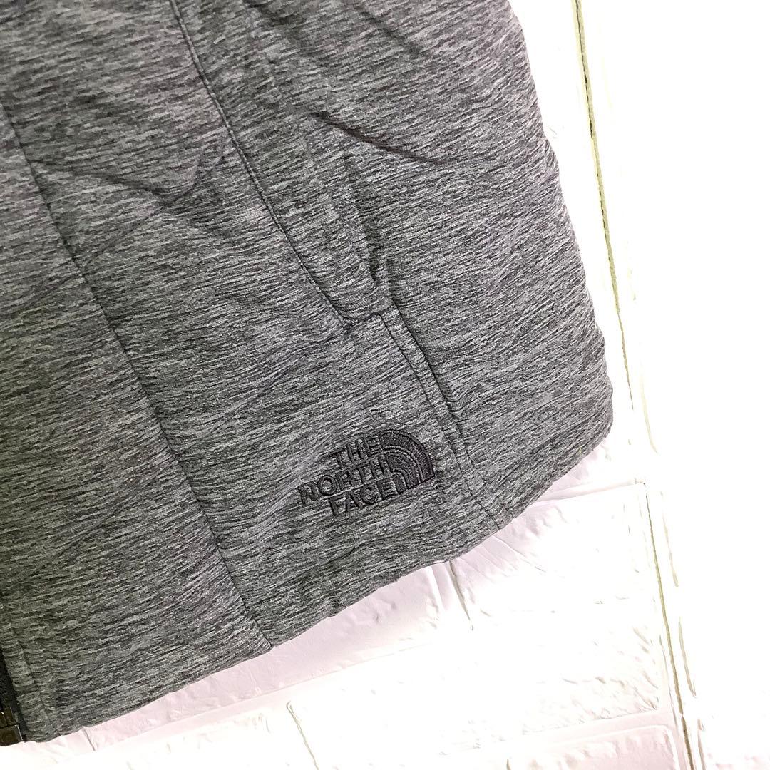 ノースフェイス 中綿ベスト ジップアップ 刺繍ロゴ グレー ワンポイント L