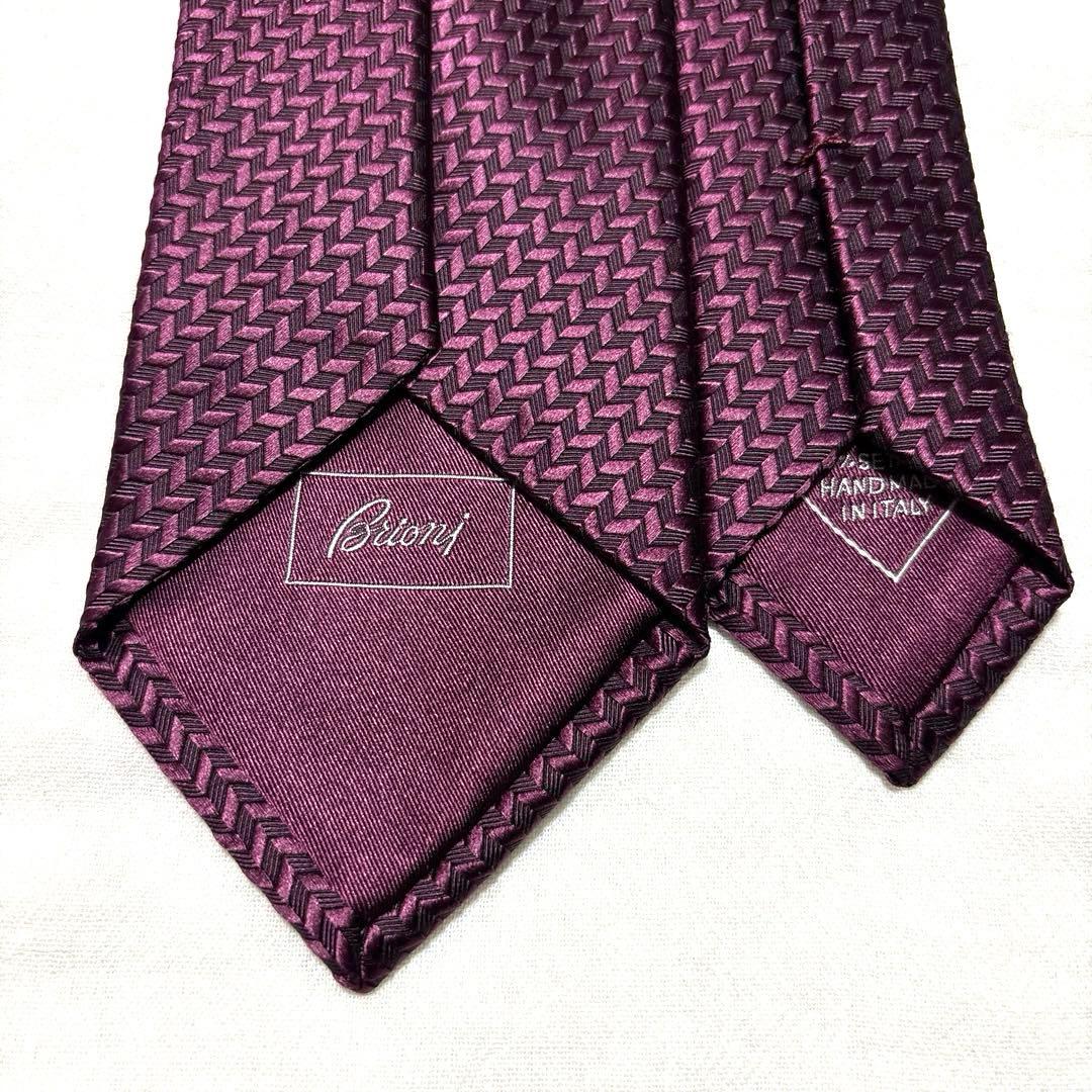 極美品　Brioni ブリオーニ　ネクタイ　ジャガード　　ボルドー　肉厚　光沢
