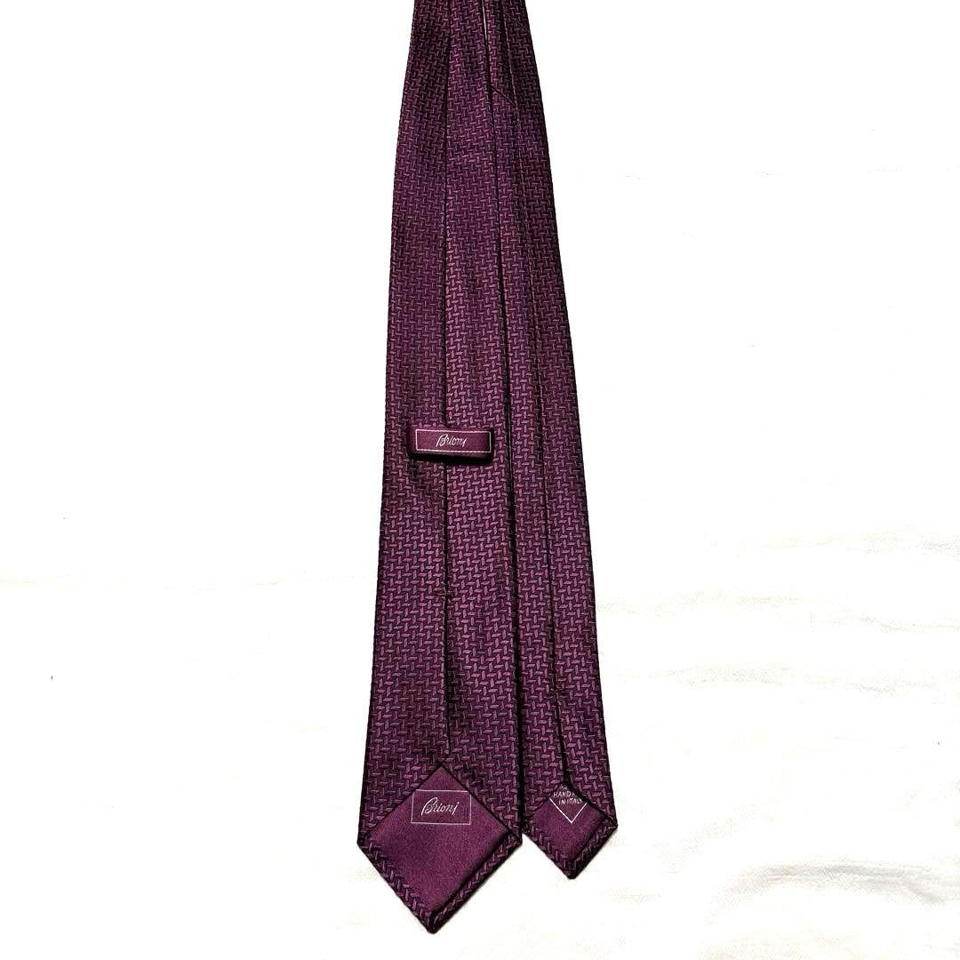 極美品　Brioni ブリオーニ　ネクタイ　ジャガード　　ボルドー　肉厚　光沢