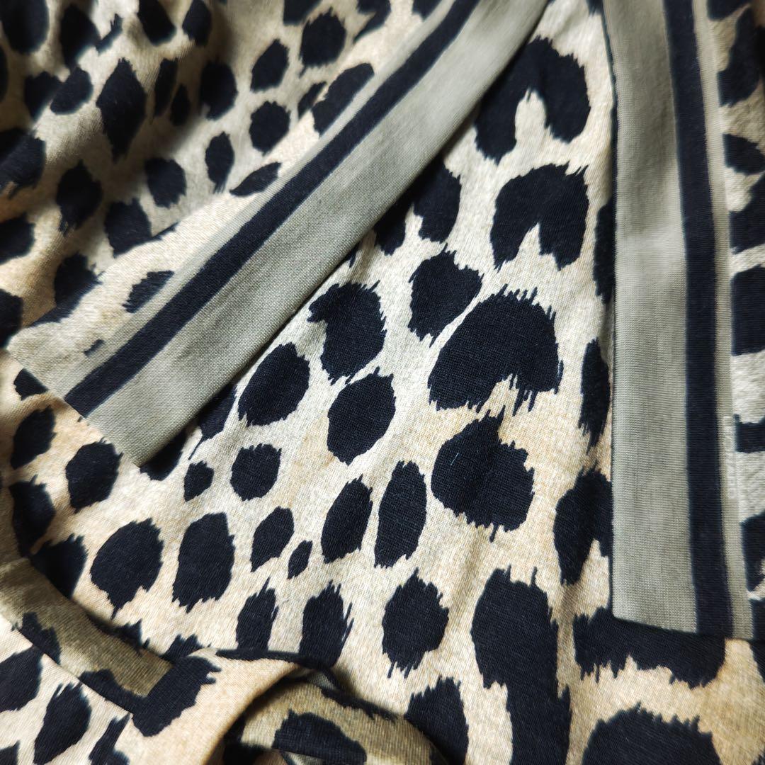 レオナール　ロングワンピース　大判ストール付き　豹柄　シルク混　ボウタイ　ベルト