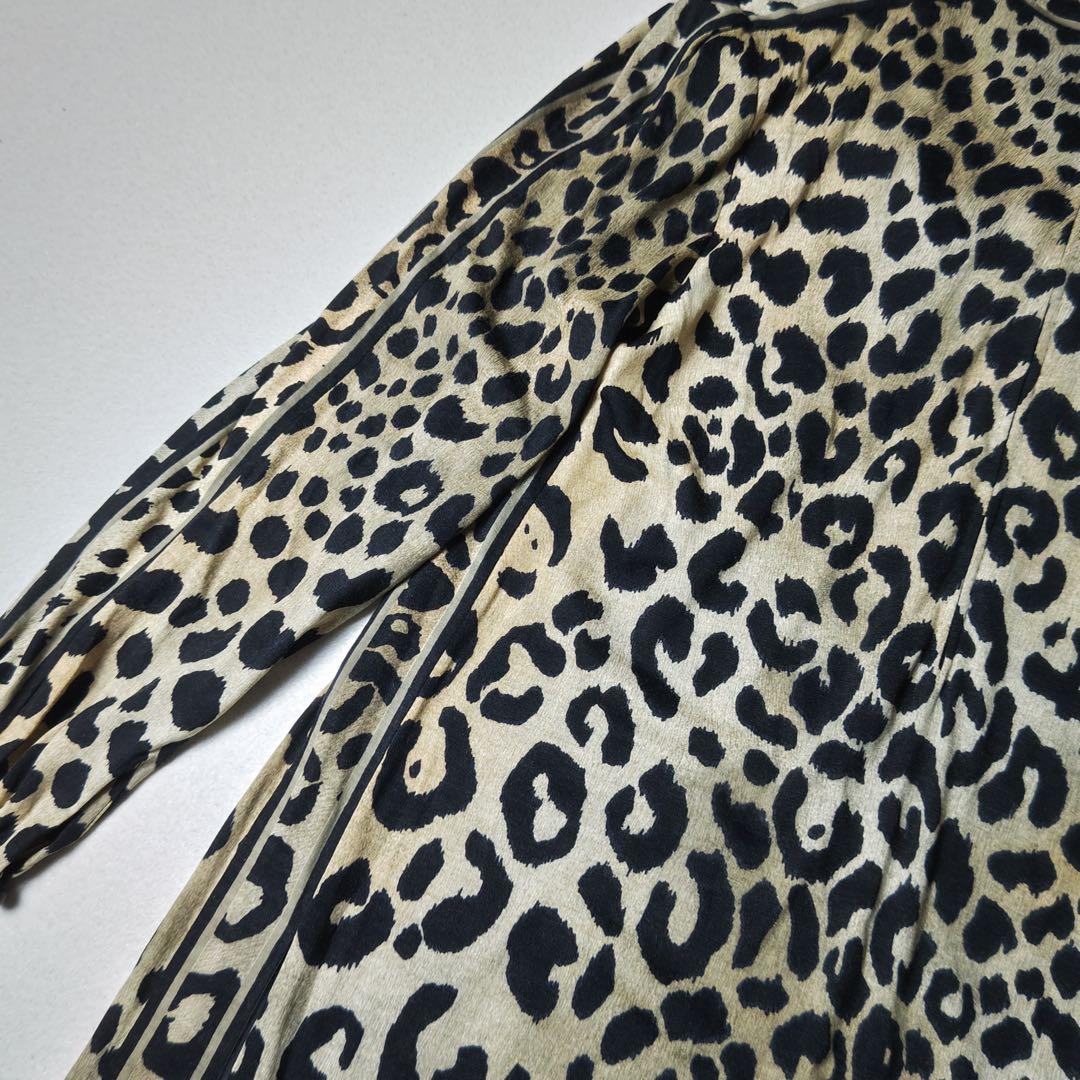 レオナール　ロングワンピース　大判ストール付き　豹柄　シルク混　ボウタイ　ベルト