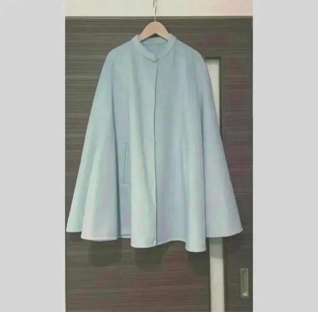 Mila Owenミラオーウェン ケープコート ポンチョ コート ライトブルー