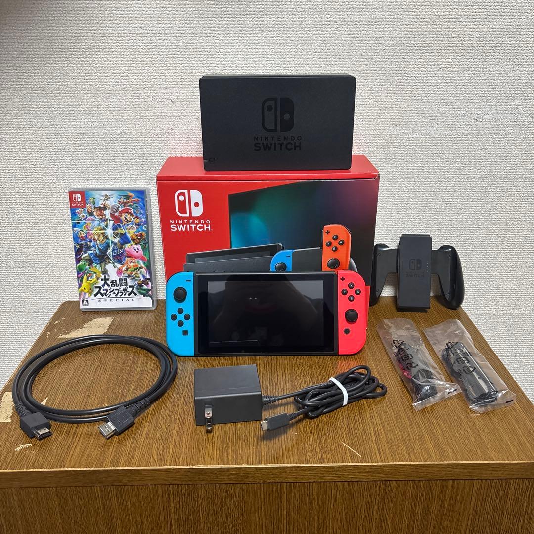 【美品】Nintendo Switch 青/赤 本体 + スマブラ