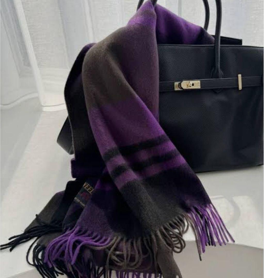【TWEEDMILL/ツイードミル】 チェックストール　パープル