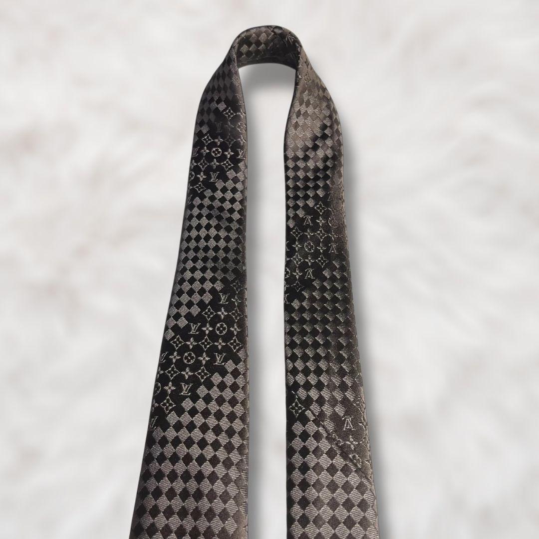 【美品✨】ルイヴィトン ロゴグラム ダミエ モノグラム ブラウンメンズネクタイ