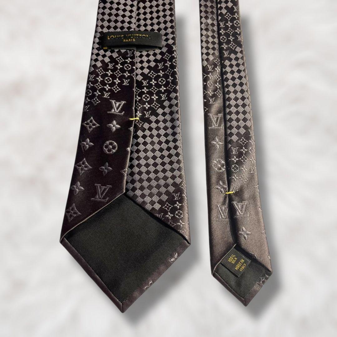 【美品✨】ルイヴィトン ロゴグラム ダミエ モノグラム ブラウンメンズネクタイ