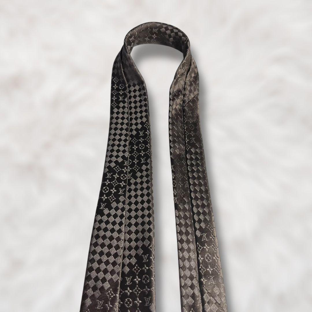 【美品✨】ルイヴィトン ロゴグラム ダミエ モノグラム ブラウンメンズネクタイ
