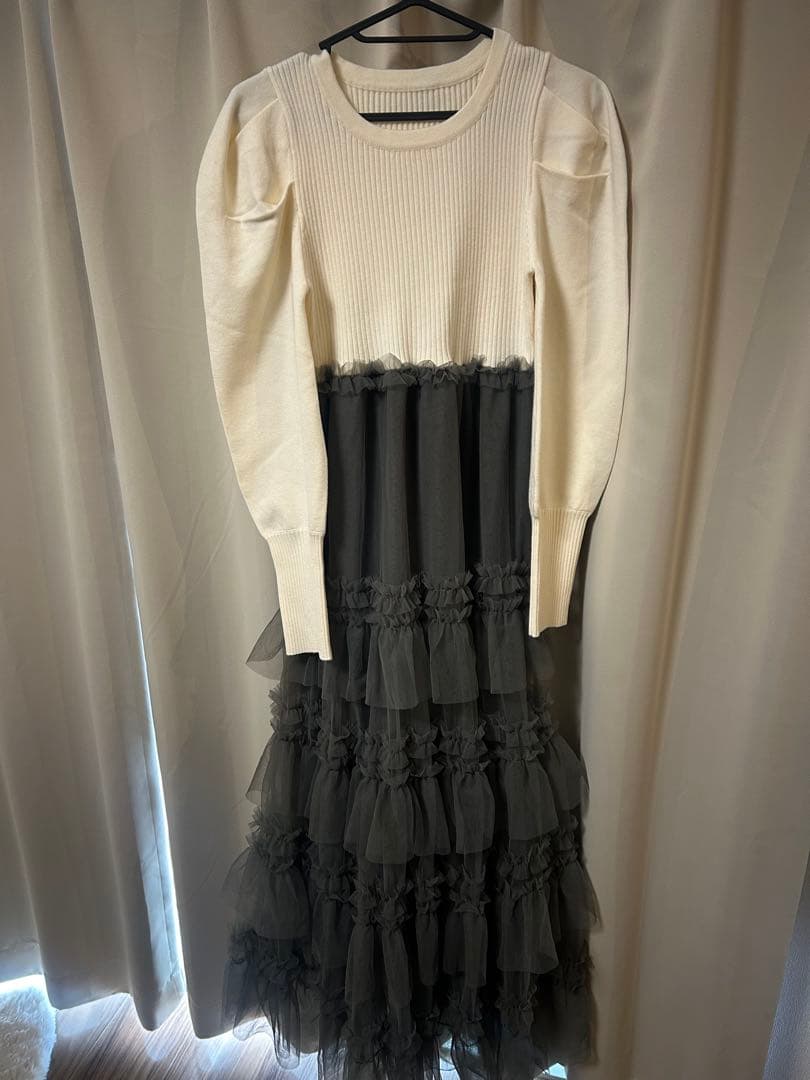 Acka. tulle tiered knit dress ワンピース　即発送
