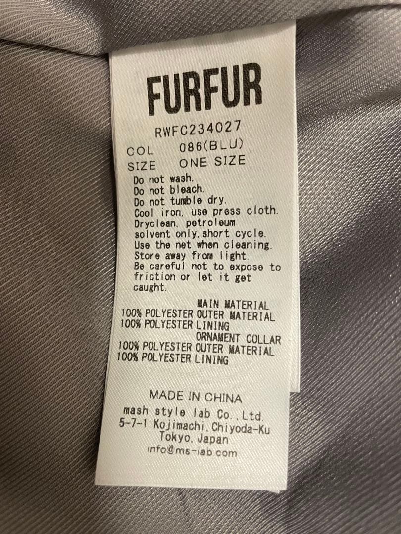 FURFUR シャギーチェックコート 品番RWFC234027