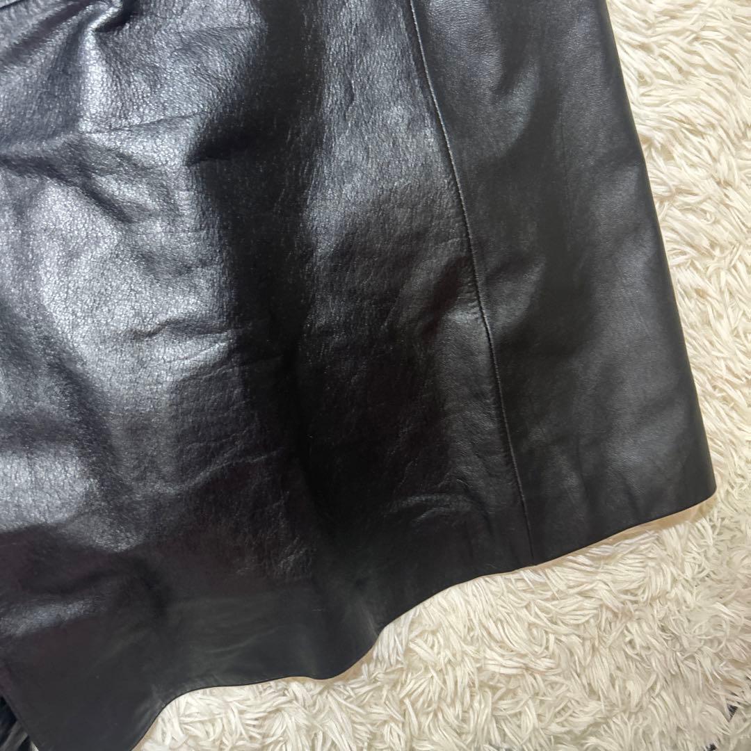 【希少】GIOVE GIUNOE レザーダブルコート　牛革　黒　超ロング　L