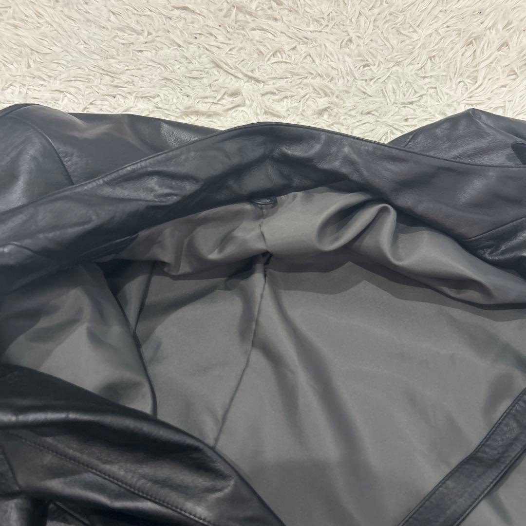 【希少】GIOVE GIUNOE レザーダブルコート　牛革　黒　超ロング　L