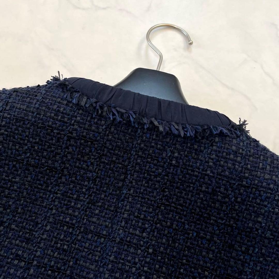 極美品☆アナイ【2022年】ミックスツイードノーカラージャケット　38