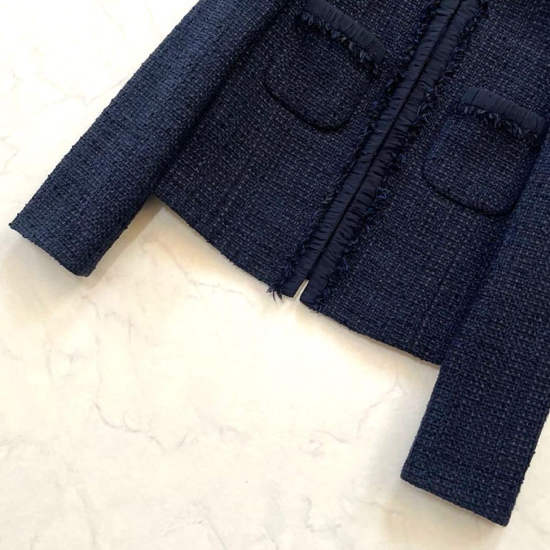 極美品☆アナイ【2022年】ミックスツイードノーカラージャケット　38