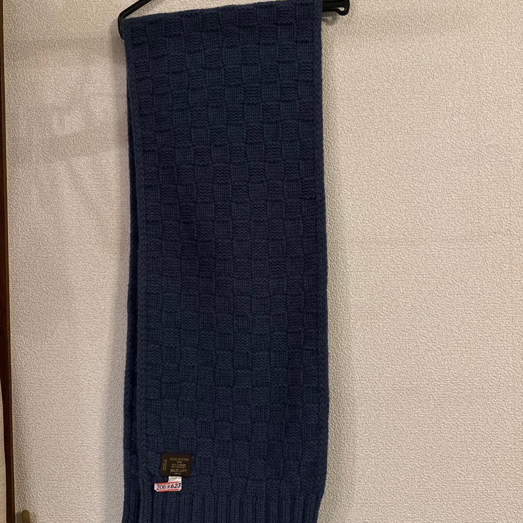 LOUIS VUITTON ダークブルー カシミヤ マフラー