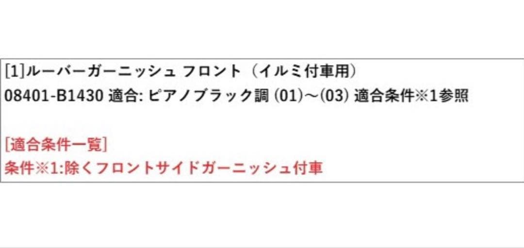 TOYOTA トヨタ 純正 ルーバーガーニッシュ ピアノブラック調 フロント