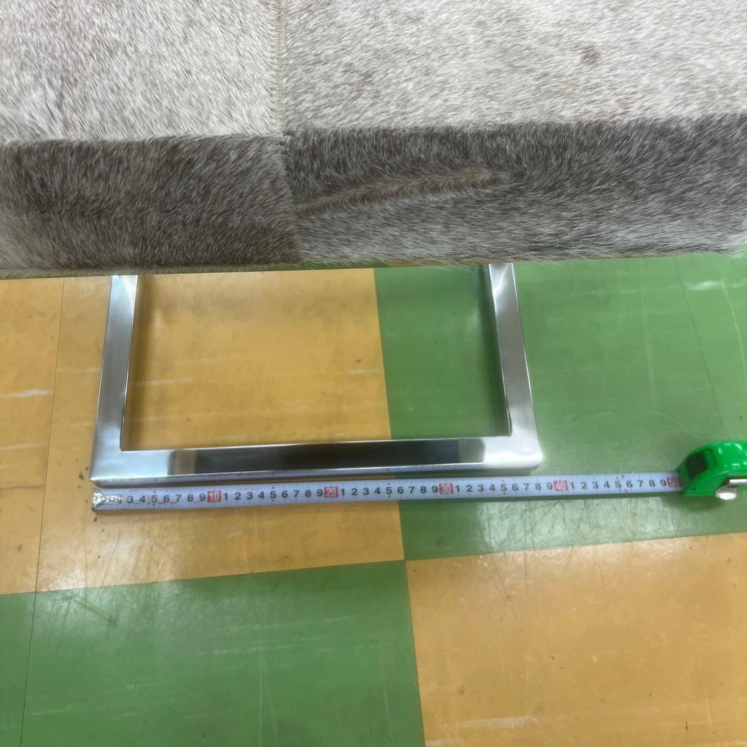 スツール リアルファー おしゃれ 北欧 玄関スツール グレー Grey