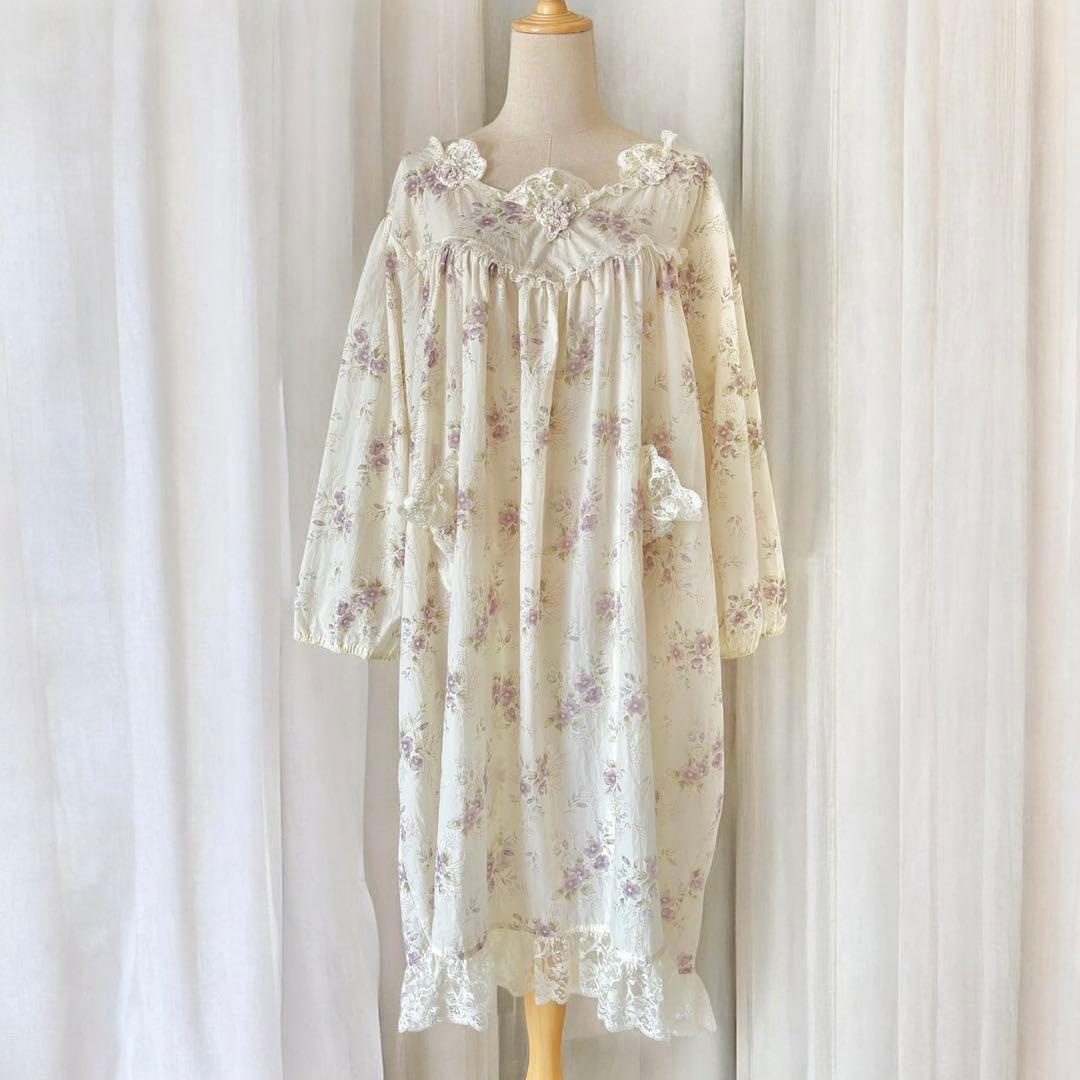 さえら　アキアカネ　プリントエプロン　エプロン　割烹着　花柄