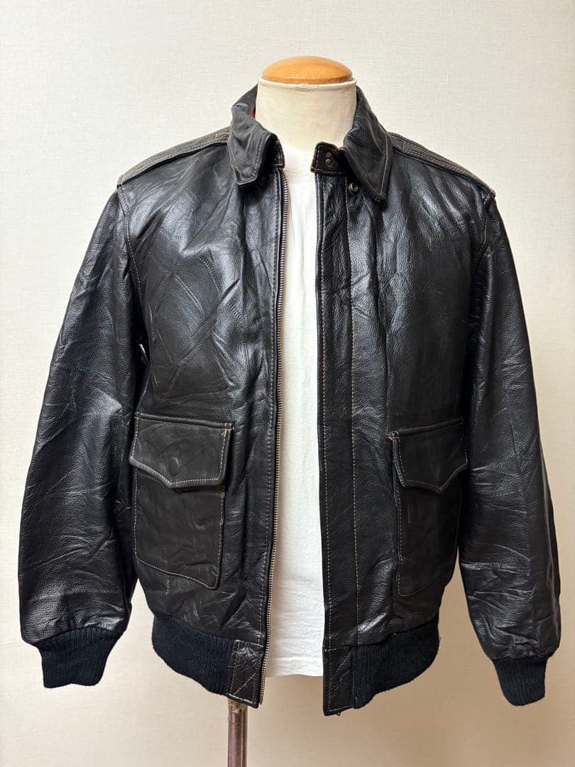 USA ビンテージ A-2 フライト ジャケット M 黒茶 xpv