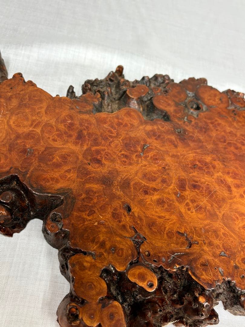 葡萄杢　玉杢　敷板　一枚板　天然木　花台　盆栽台　香炉台　飾台　木工　古美術