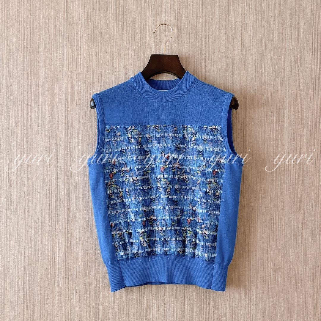 【1343】美品　アナイ　フランジャプリントノースリーブ プルオーバー　38