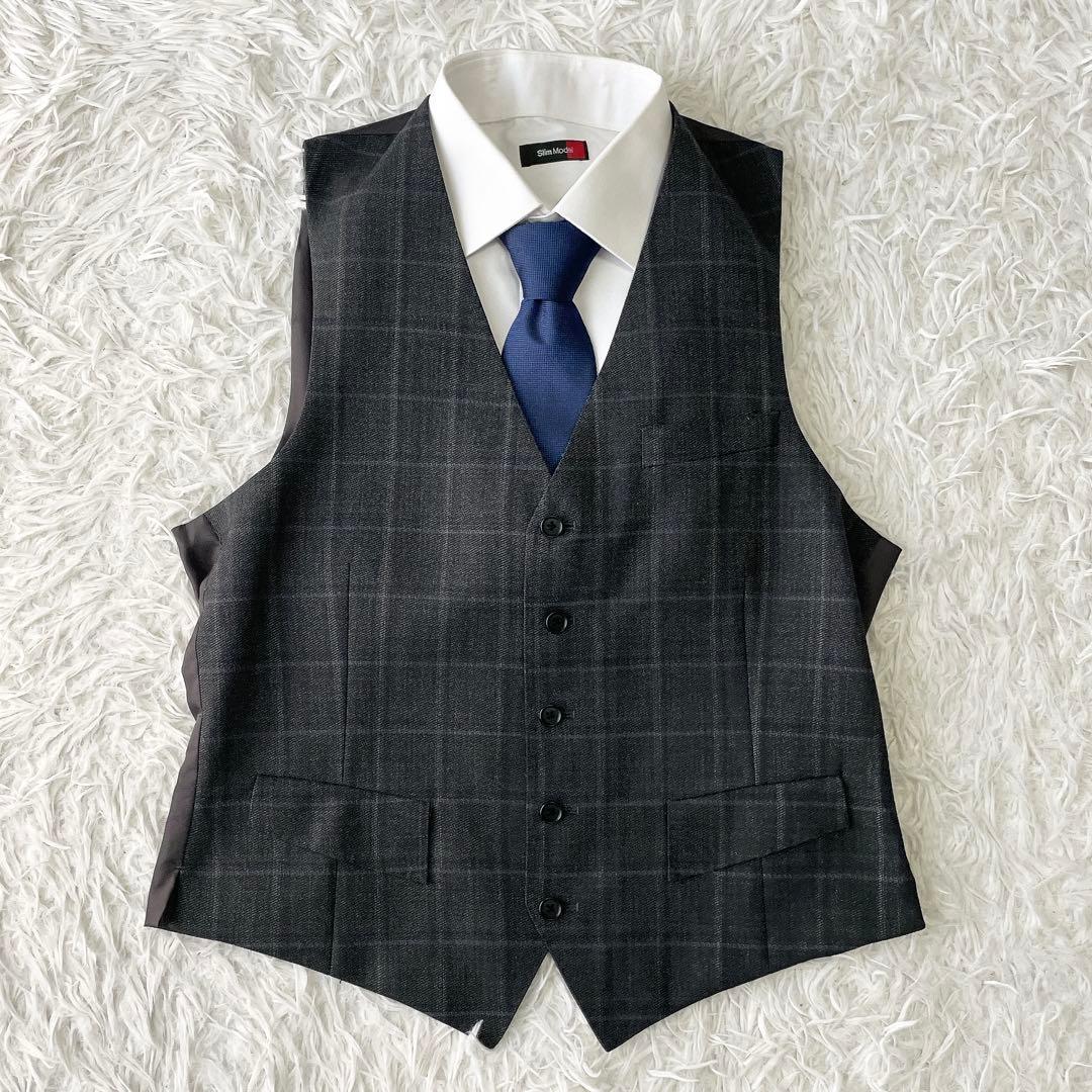 3ピース✨ORIHICA オリヒカ セットアップスーツ グレー系 チェック A5