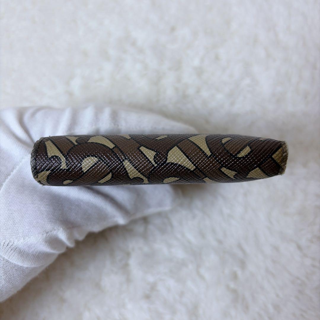 BURBERRY 2つ折り財布 TBロゴ 総柄 レザー PVC ブラウン