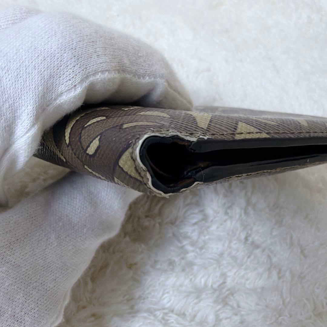 BURBERRY 2つ折り財布 TBロゴ 総柄 レザー PVC ブラウン