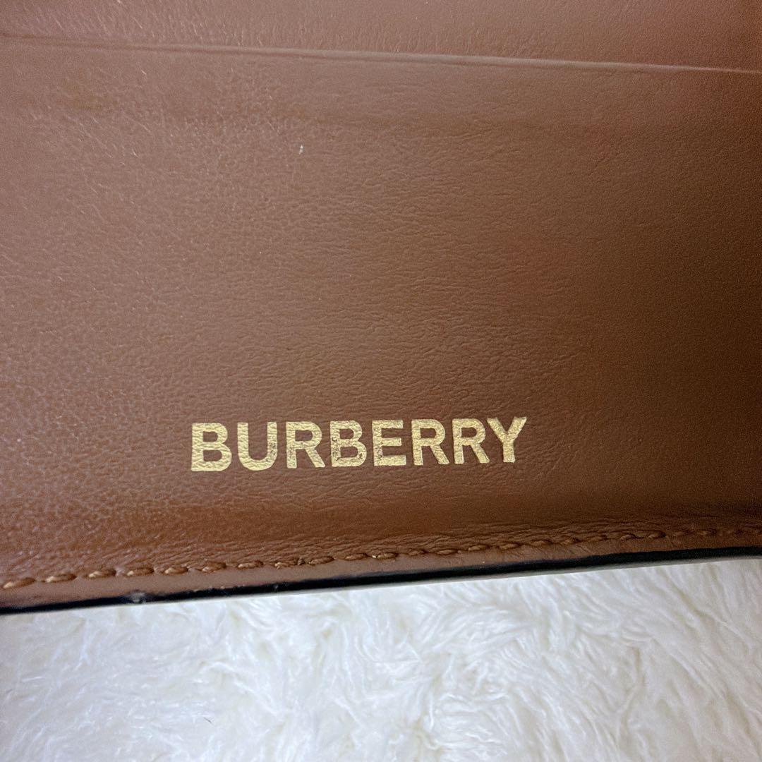 BURBERRY 2つ折り財布 TBロゴ 総柄 レザー PVC ブラウン